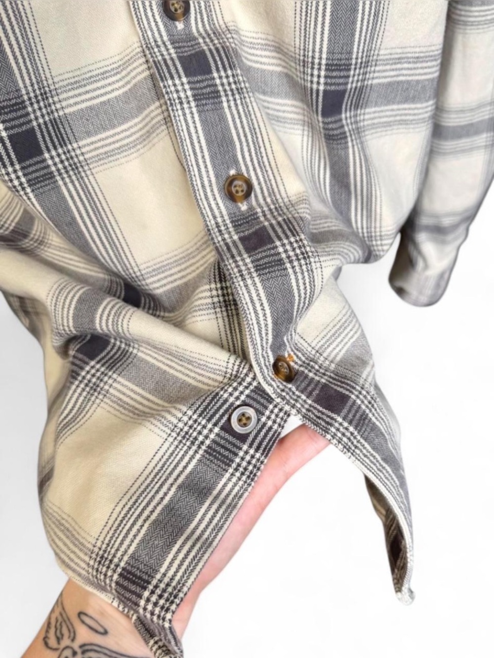 Carhartt Heavyweight Flannel Plaid Shirt Men's Large L Original Fit Cream - Picture 8 of 8